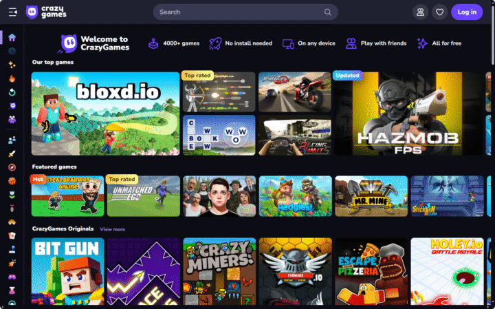 CrazyGames上千款免费在线小游戏网站。