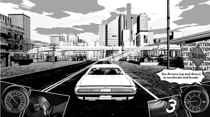 西部公路 狂歌远行Heading Out v1.040 黑白漫画风格的赛车游戏